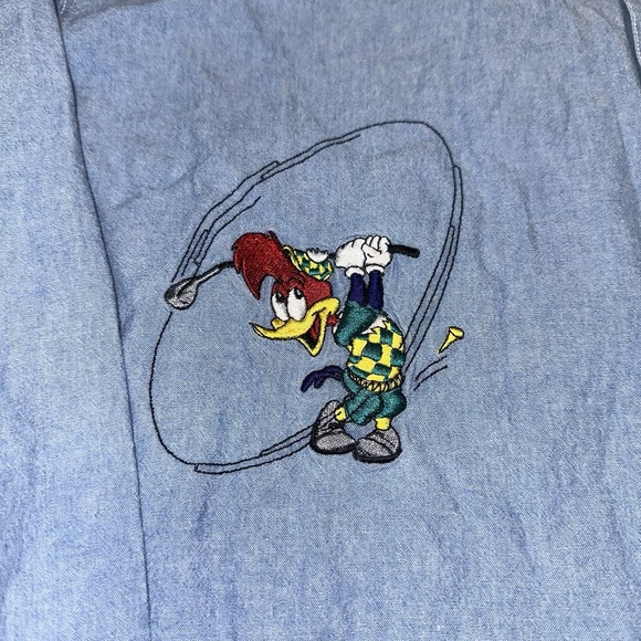 Vintage 90's Universal Studios Woody Woodpecker Golf Willy Willy‎ Denim Men's XL - Picture 3 of 10